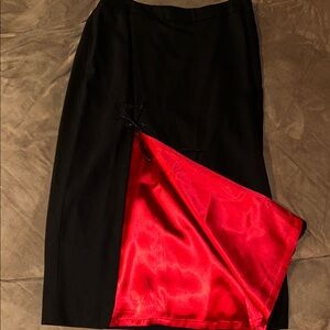 Chic Black Pencil Skirt with Red Detail